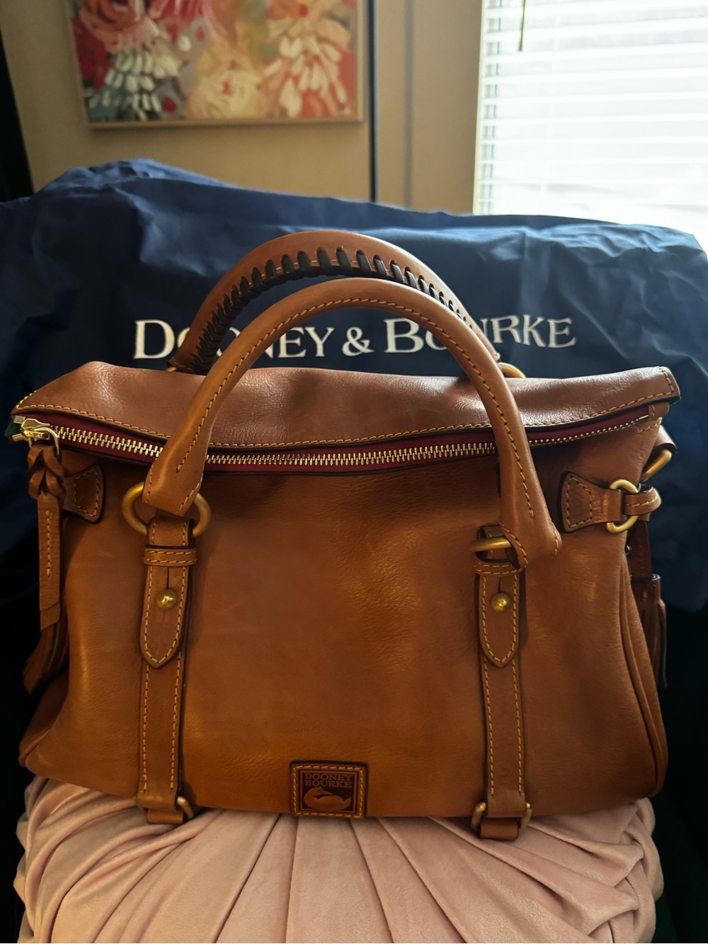 Dooney & Bourke Tan Leather Top-Handle Satchel Beautiful Bag!!Beautiful leather!